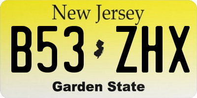 NJ license plate B53ZHX