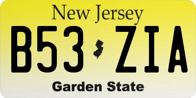 NJ license plate B53ZIA
