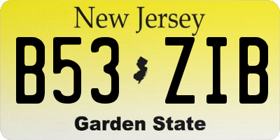 NJ license plate B53ZIB