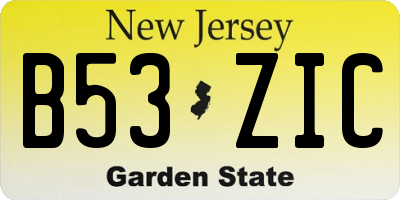NJ license plate B53ZIC