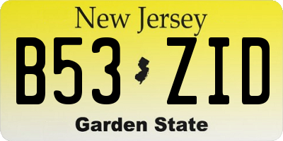 NJ license plate B53ZID