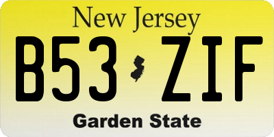 NJ license plate B53ZIF