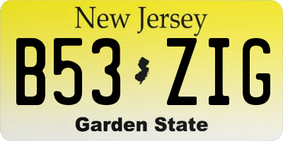 NJ license plate B53ZIG