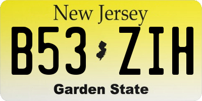 NJ license plate B53ZIH