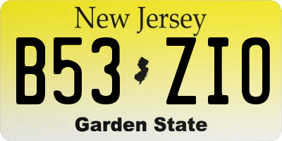 NJ license plate B53ZIO