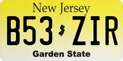 NJ license plate B53ZIR