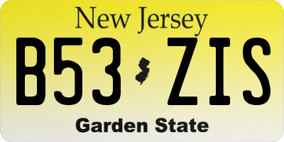 NJ license plate B53ZIS