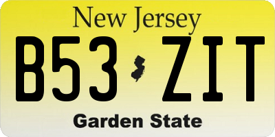 NJ license plate B53ZIT