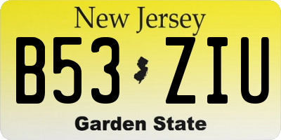 NJ license plate B53ZIU