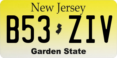 NJ license plate B53ZIV