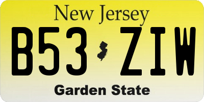 NJ license plate B53ZIW