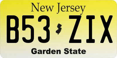 NJ license plate B53ZIX