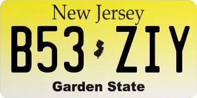 NJ license plate B53ZIY