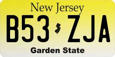 NJ license plate B53ZJA