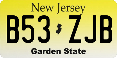 NJ license plate B53ZJB