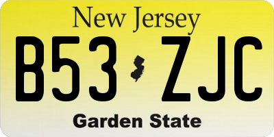 NJ license plate B53ZJC