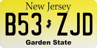 NJ license plate B53ZJD