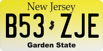 NJ license plate B53ZJE