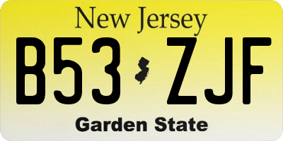 NJ license plate B53ZJF