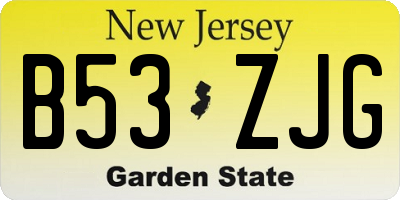 NJ license plate B53ZJG