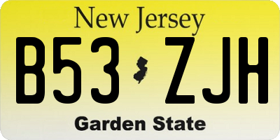 NJ license plate B53ZJH