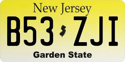 NJ license plate B53ZJI