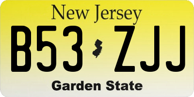NJ license plate B53ZJJ