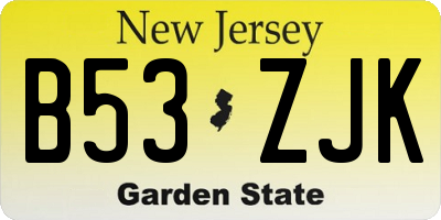 NJ license plate B53ZJK
