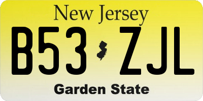 NJ license plate B53ZJL