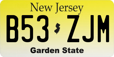 NJ license plate B53ZJM