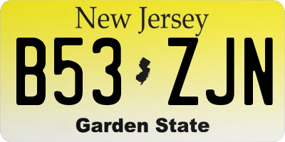 NJ license plate B53ZJN