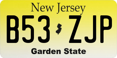NJ license plate B53ZJP