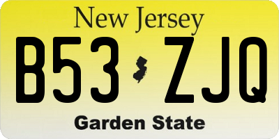 NJ license plate B53ZJQ