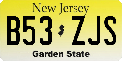 NJ license plate B53ZJS