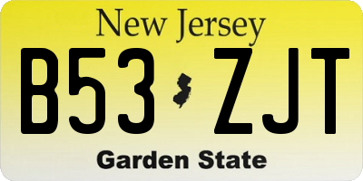 NJ license plate B53ZJT