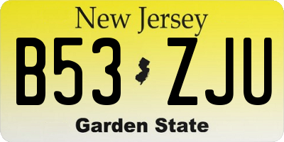 NJ license plate B53ZJU