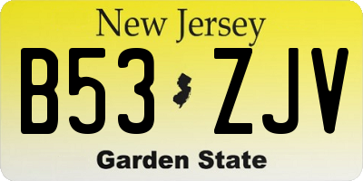 NJ license plate B53ZJV
