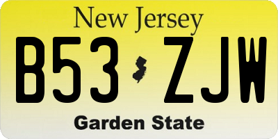NJ license plate B53ZJW