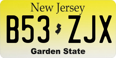 NJ license plate B53ZJX
