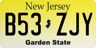 NJ license plate B53ZJY