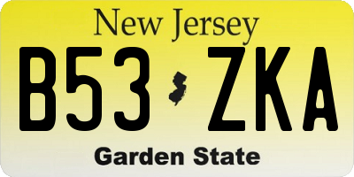 NJ license plate B53ZKA