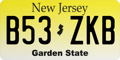NJ license plate B53ZKB