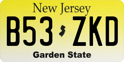 NJ license plate B53ZKD