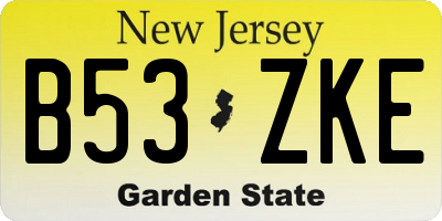NJ license plate B53ZKE