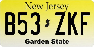NJ license plate B53ZKF