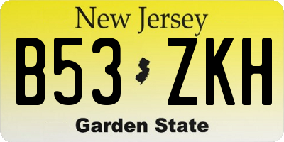 NJ license plate B53ZKH