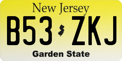 NJ license plate B53ZKJ