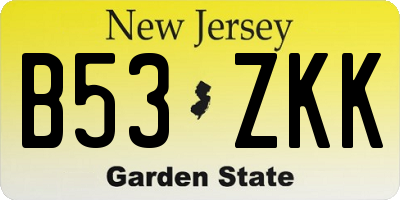 NJ license plate B53ZKK