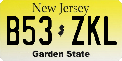 NJ license plate B53ZKL