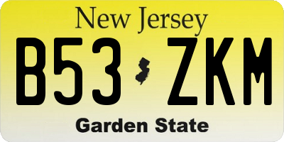 NJ license plate B53ZKM